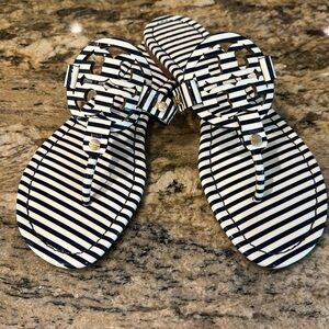Tory Burch navy/white stripe Miller sandal